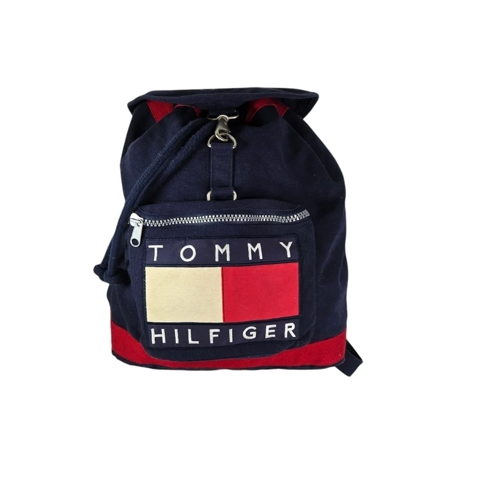 Vtg 90s y2k Tommy Hilfiger spell out drawstring backpack
